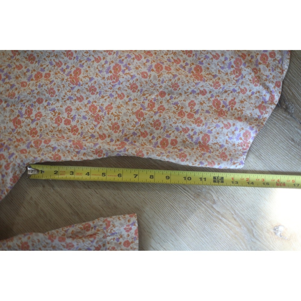 LL Bean Womens Floral Button Down Shirt Long Sleeve Orange Purple Cottagecore - Picture 9 of 9